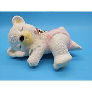 Trippies Inc 1989 Ceramic Sleeping White Teddy Bear 8" x 4.5" x 4.5" Super Cute!